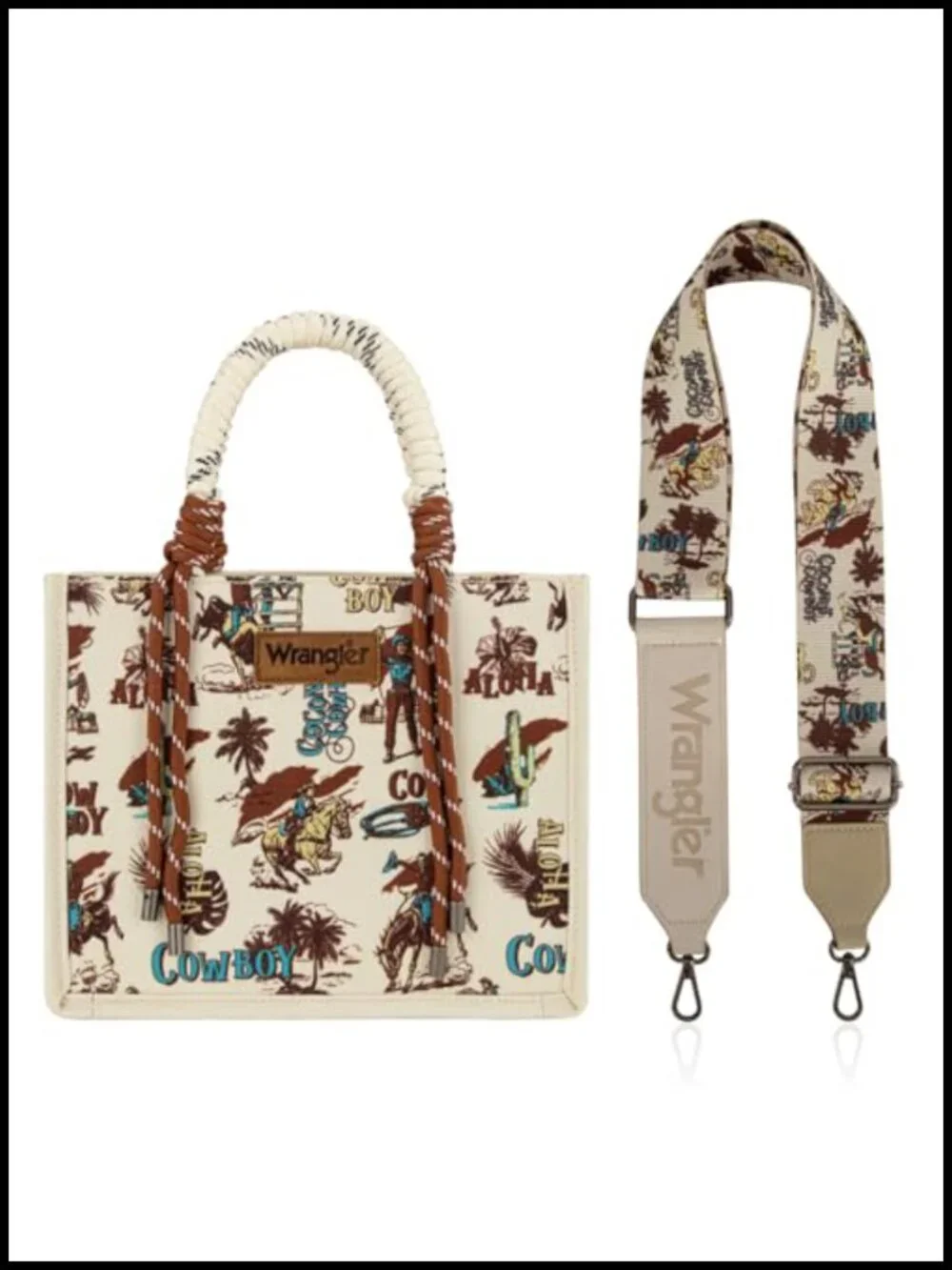 Canvas Tote Bag with Zipper Western Crossbody Adjustable Strap